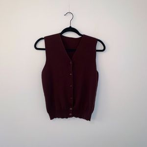 Brown Button Down Sweater Vest